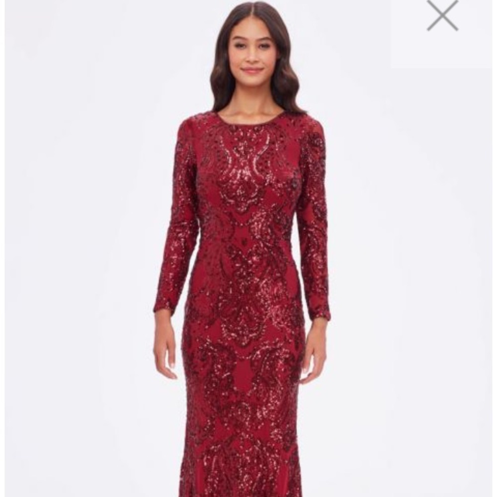 Betsy and Adam Red Sequin Gown